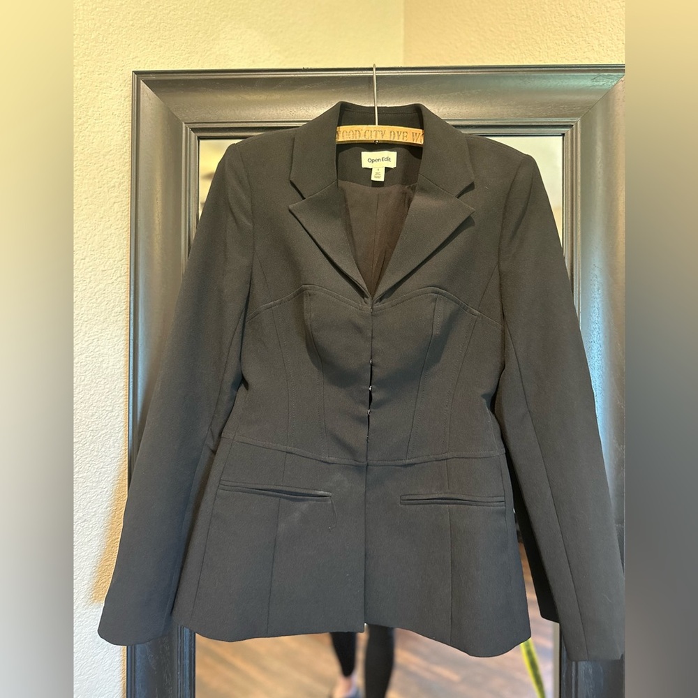 Open Edit Black Women's Structured Tailored Blazer